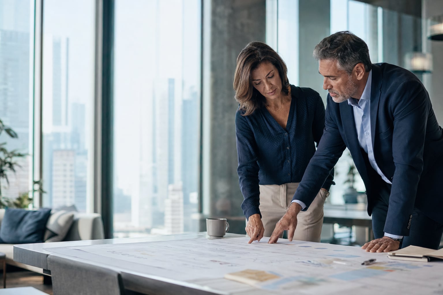 Two technology business leaders reviewing an account strategy