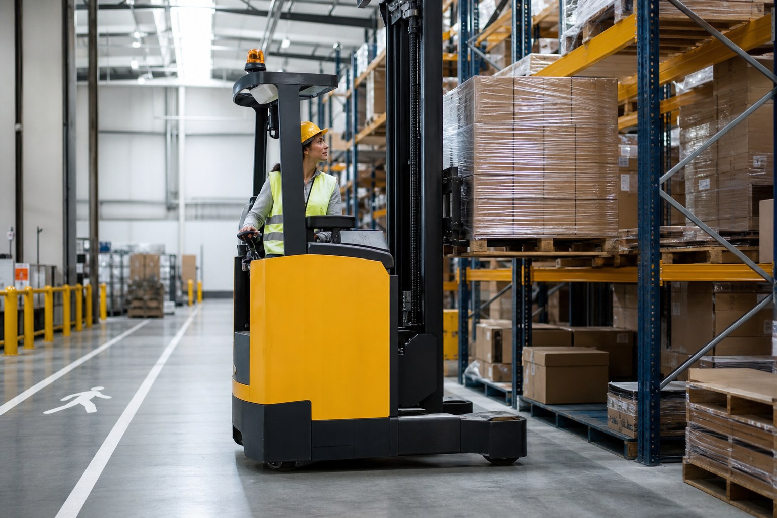 Forklift operating in a worksite setting