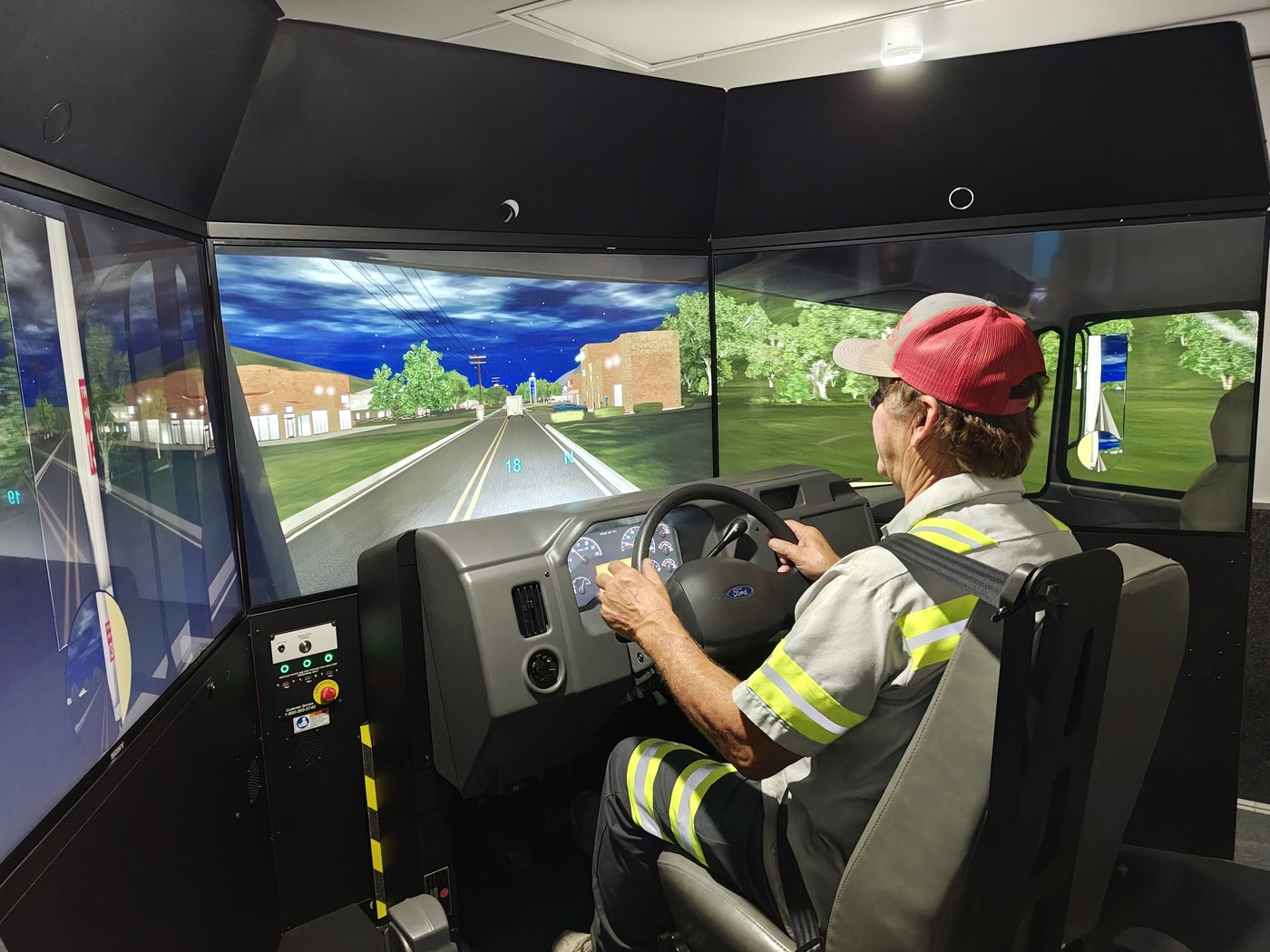 Participant using the driving simulator