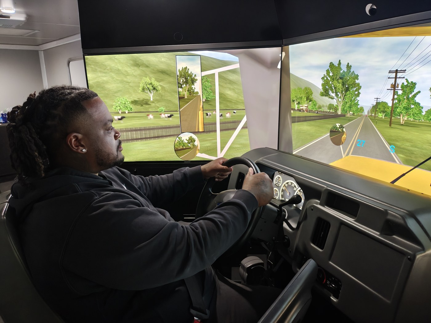 Driver practicing in the simulator