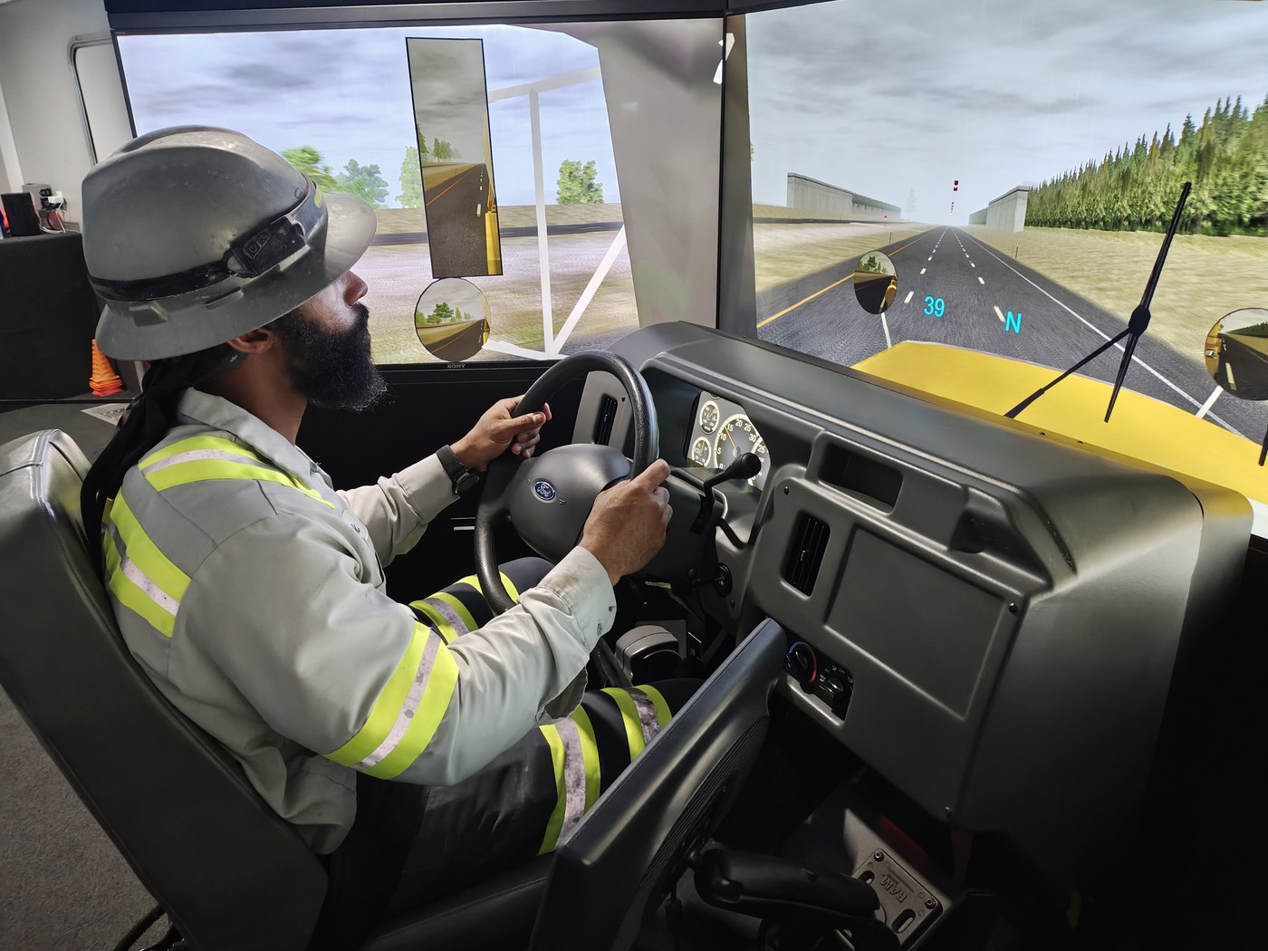 Participant using the driving simulator