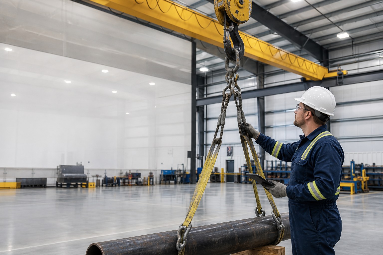Overhead crane equipment used during workplace safety training