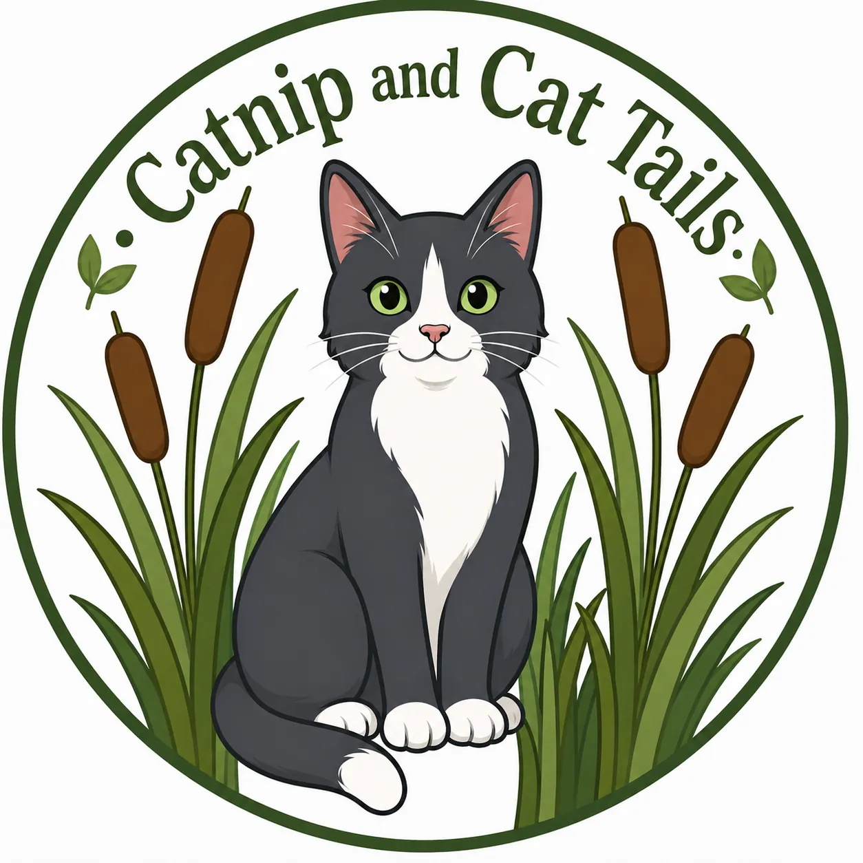Catnip and Cat Tails cat and cattails logo
