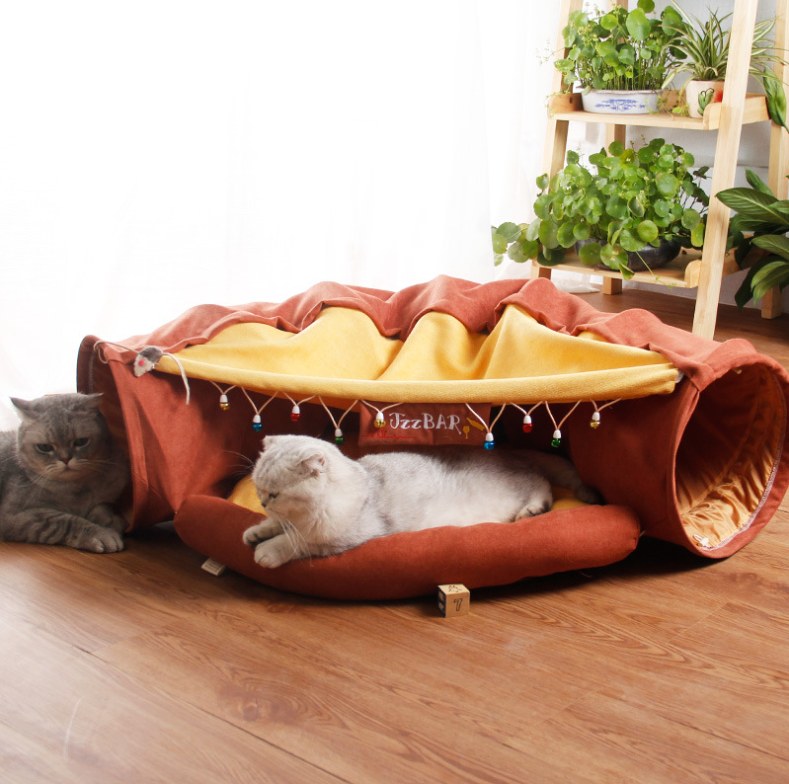 Cat tent and tunnel for indoor exploring and hiding