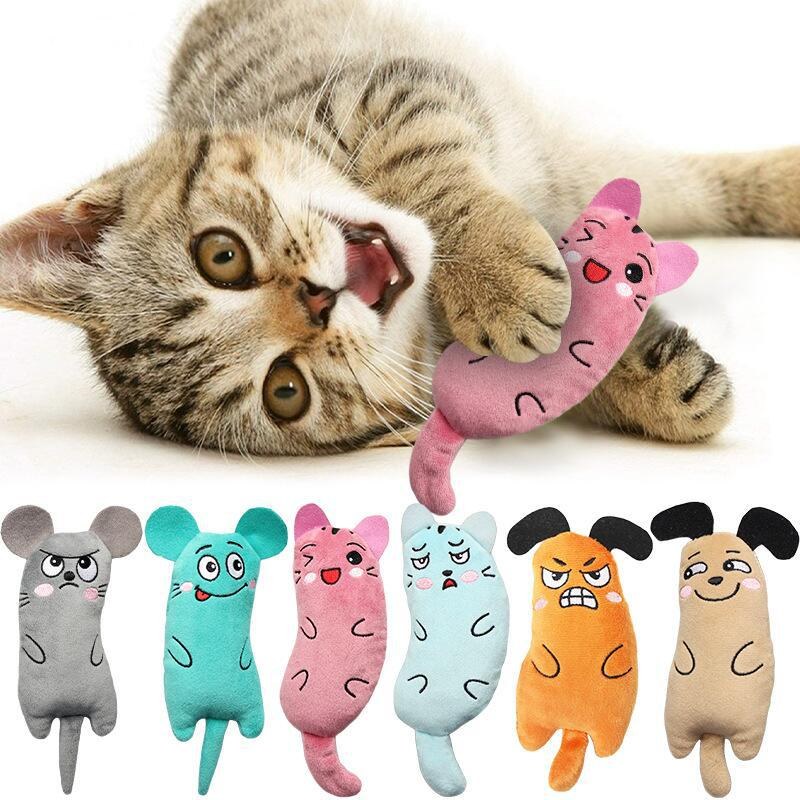 Embroidered toy mouse for cats on a light background