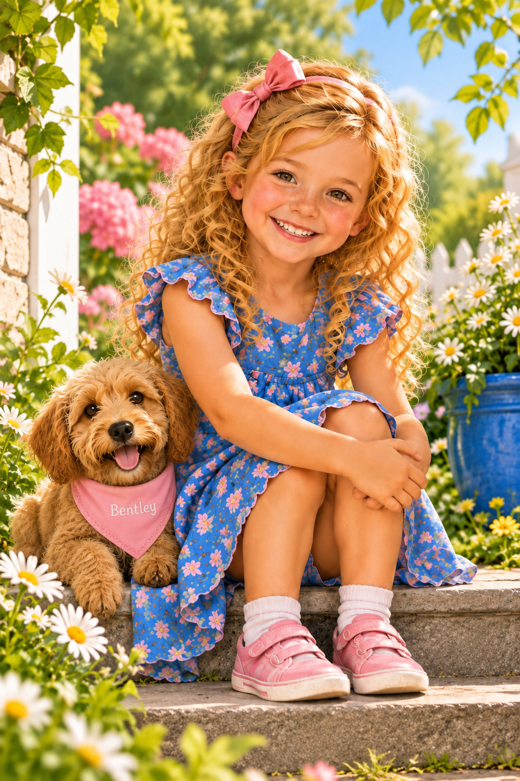 Charlotte sitting in the garden