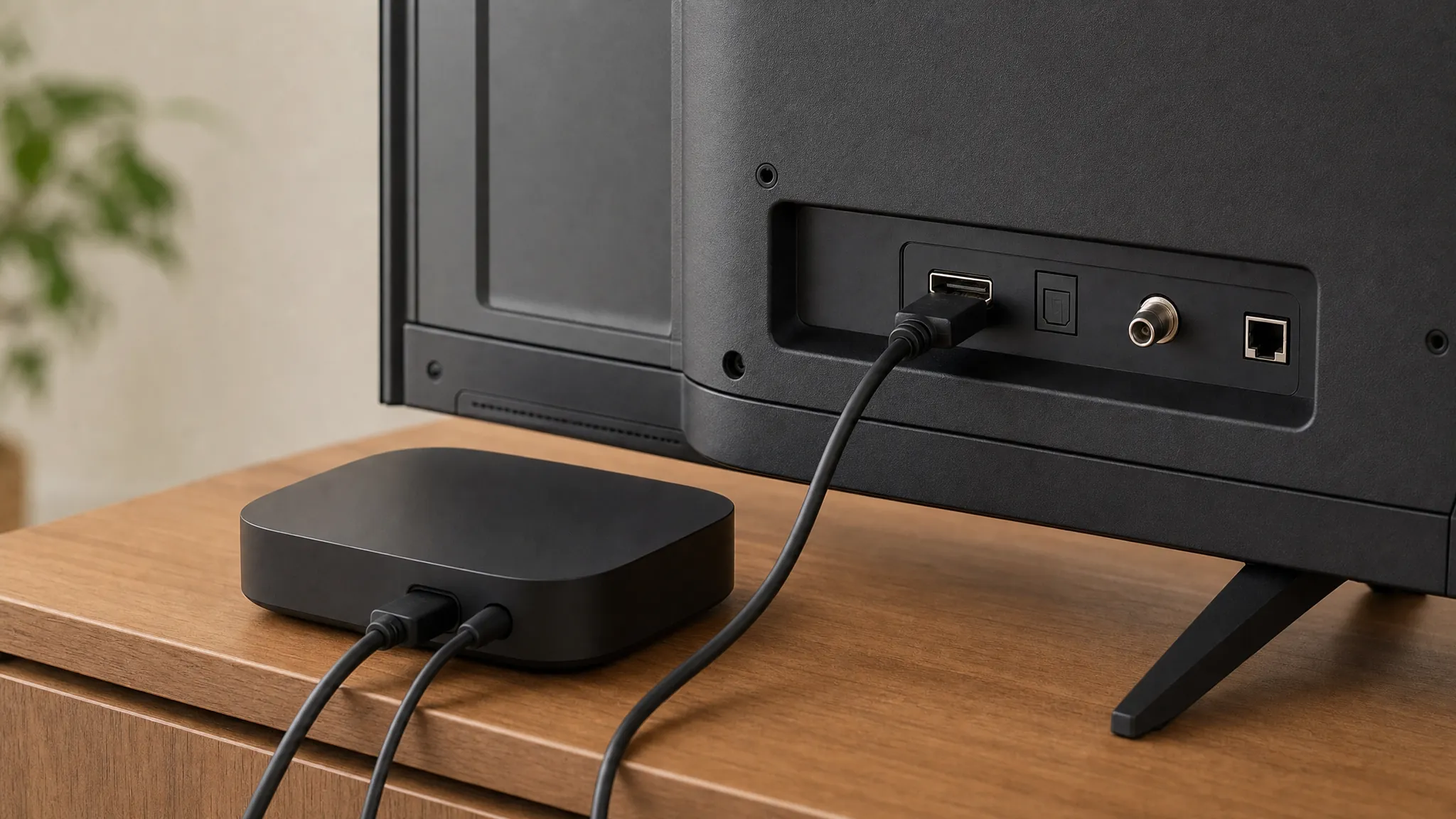 Streaming device connected to the HDMI port on a television