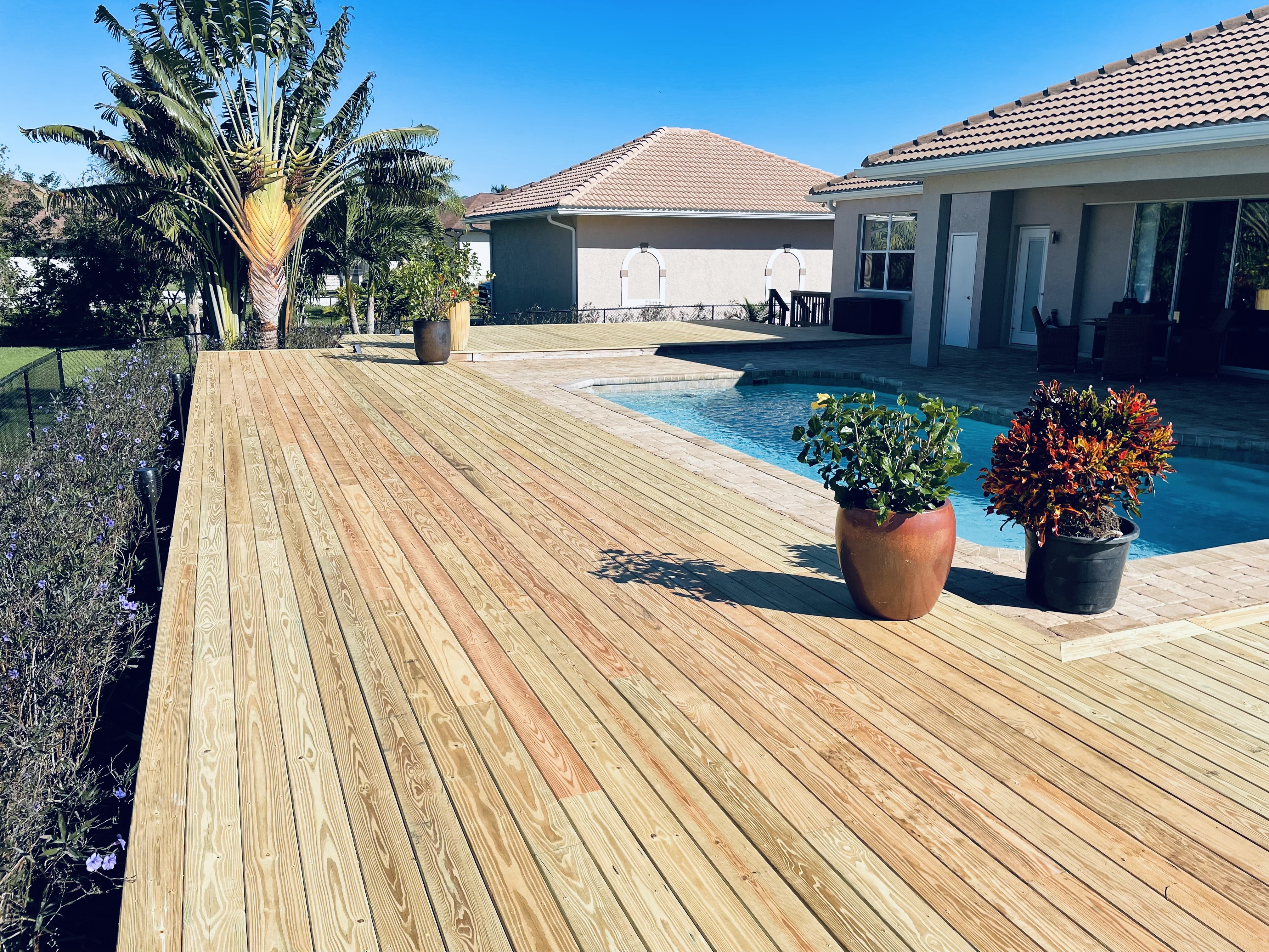 Custom poolside deck