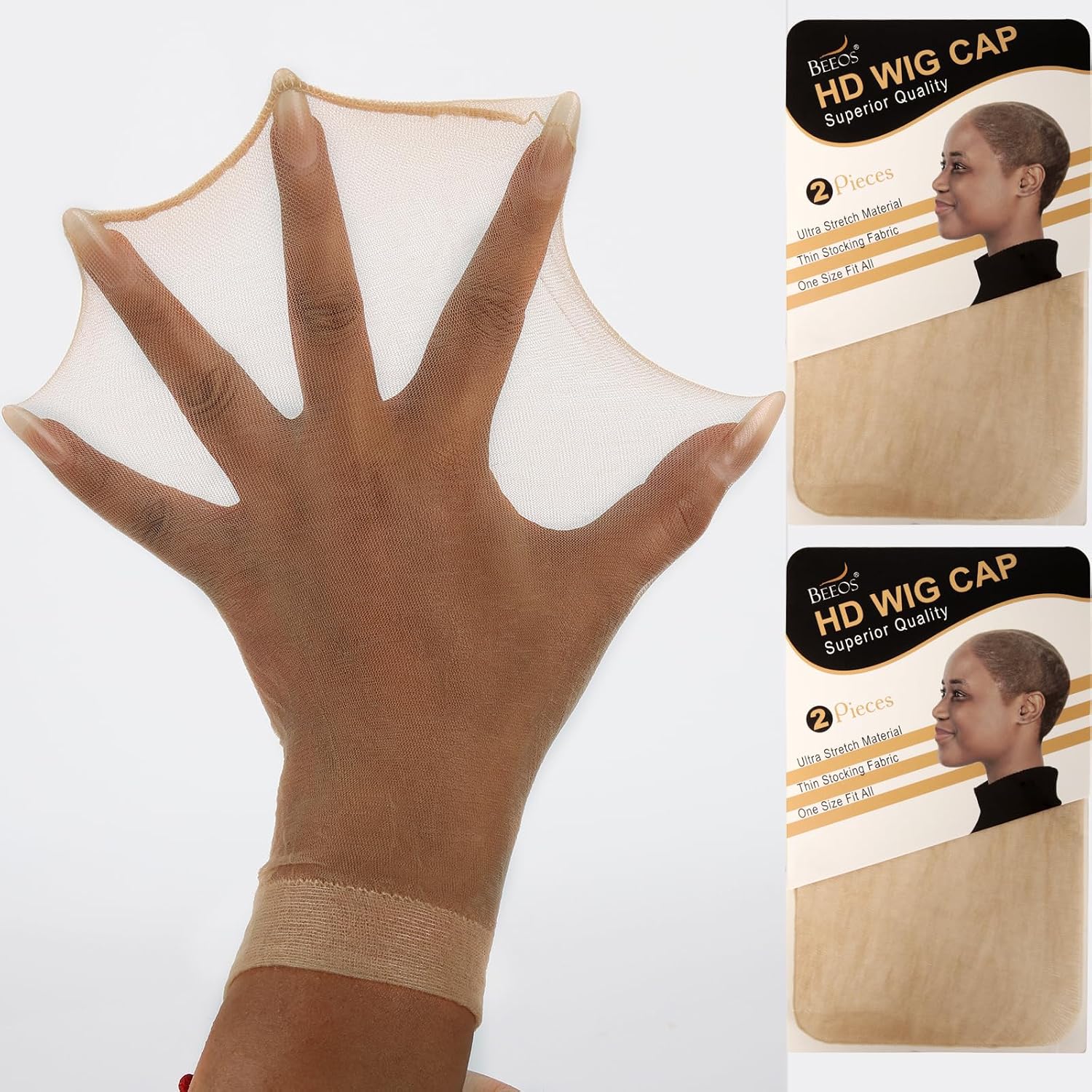 Sheer nude wig cap set