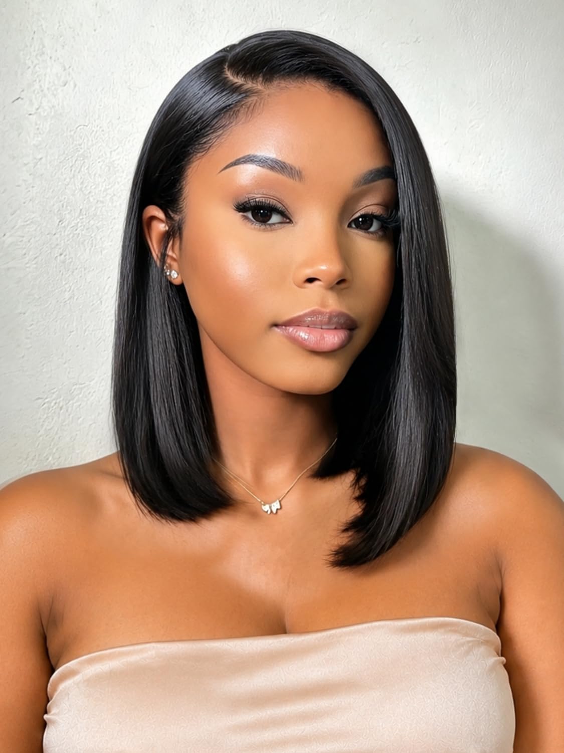 Short black lace front bob wig