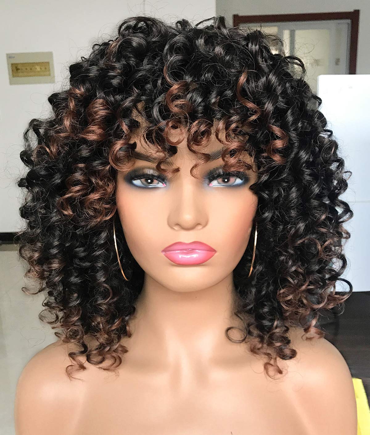Woman wearing a softly curled wig