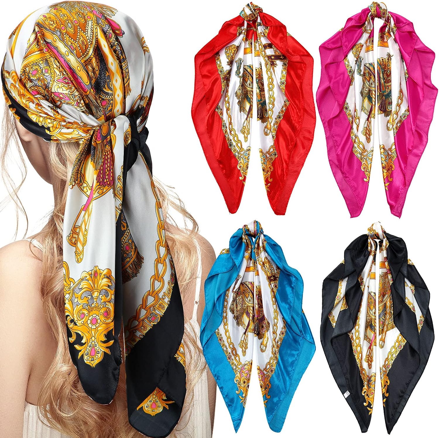 Satin head scarves in a range of colors