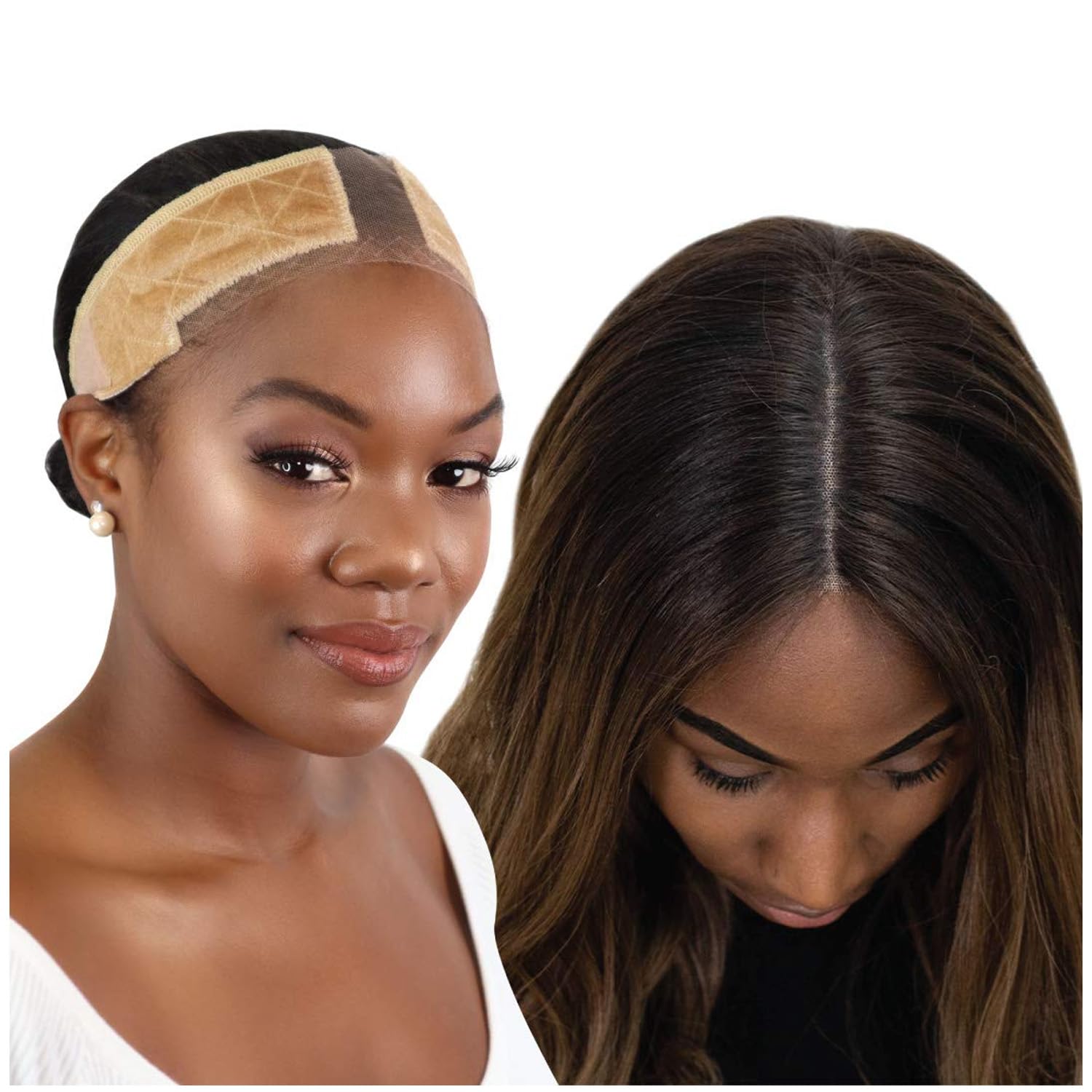 Adjustable nude velvet wig grip band