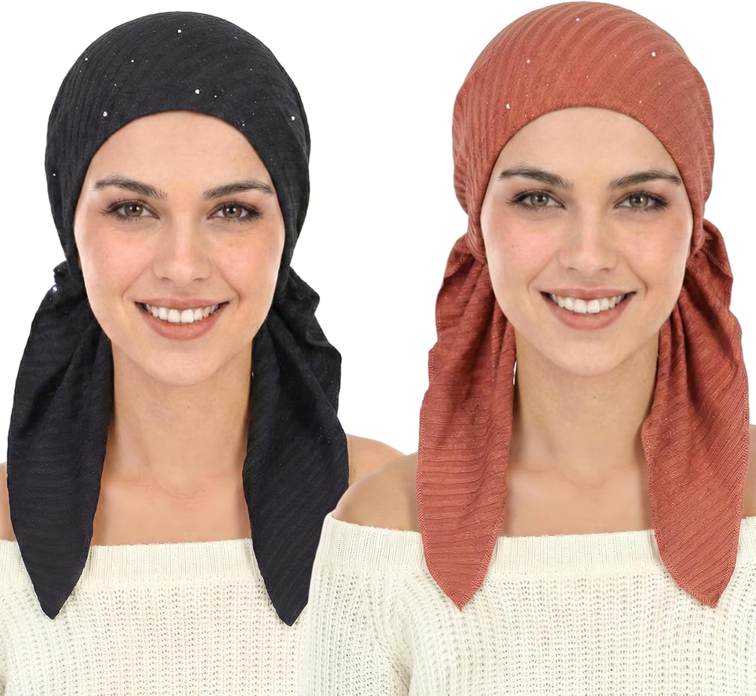Pre-tied turban head wraps for women