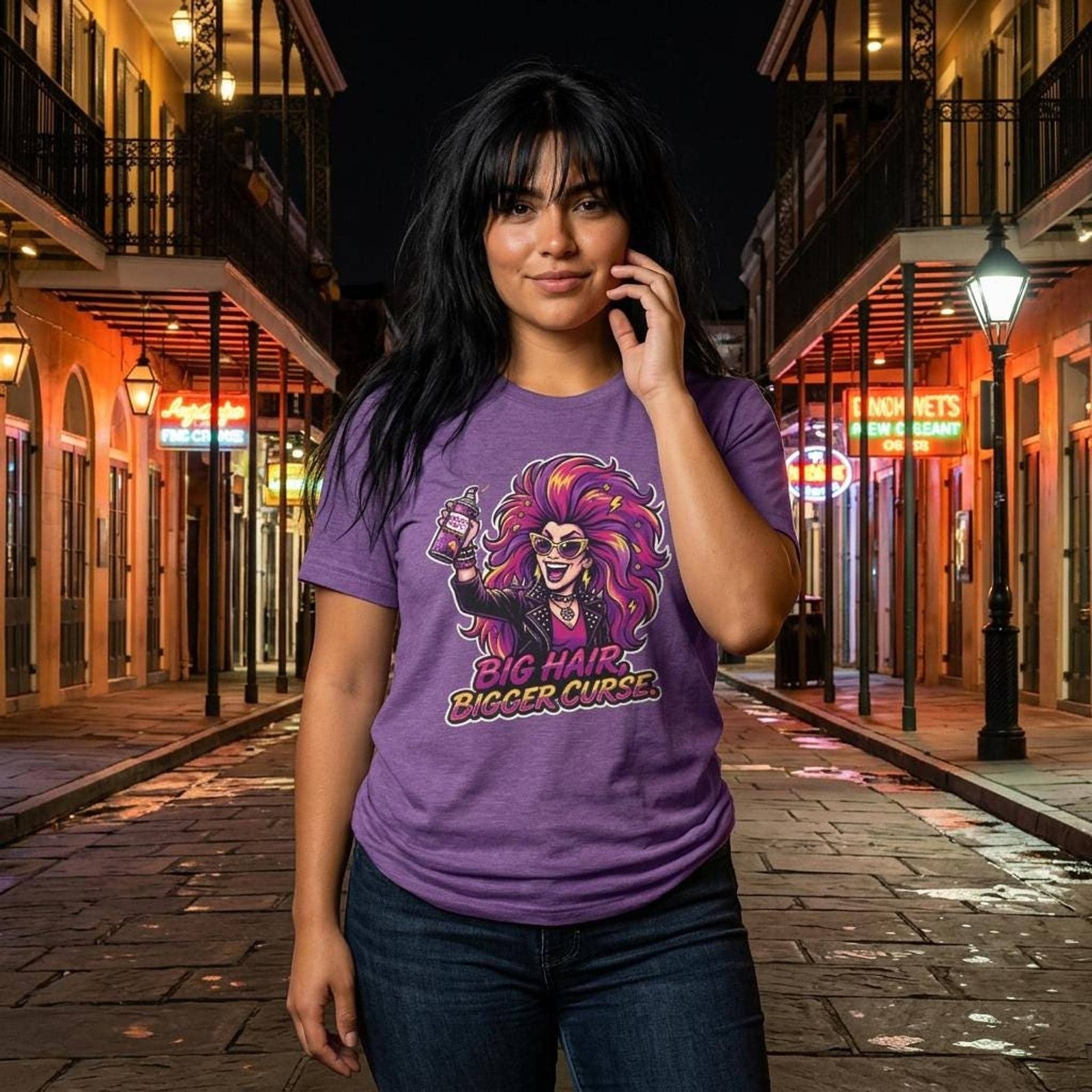 Purple Witch Graphic Tee: Big Hair Bigger Curse