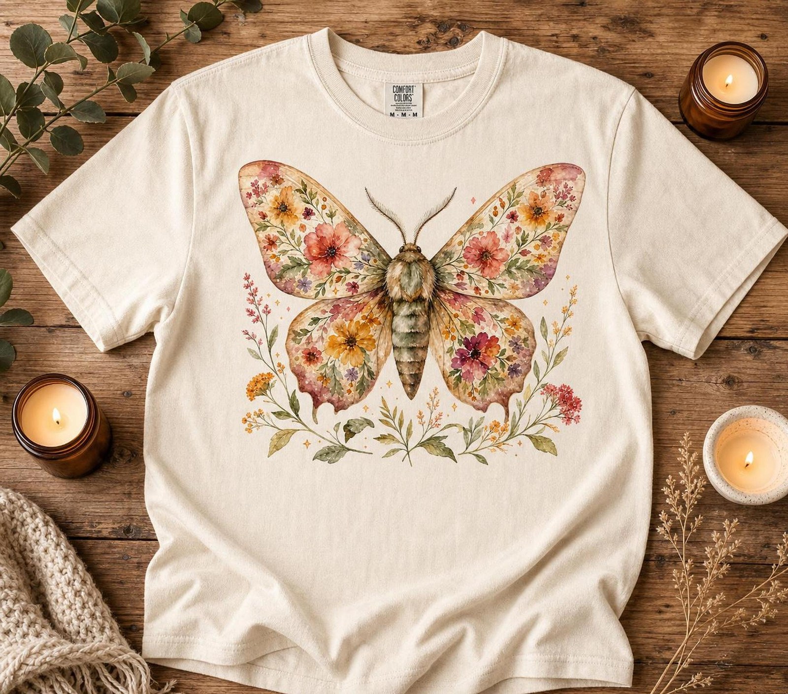 Bug Lover Gift Floral Moth Shirt