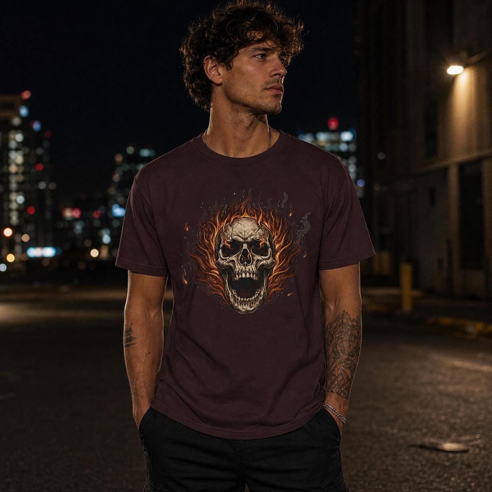Flaming Skull Graphic Tee