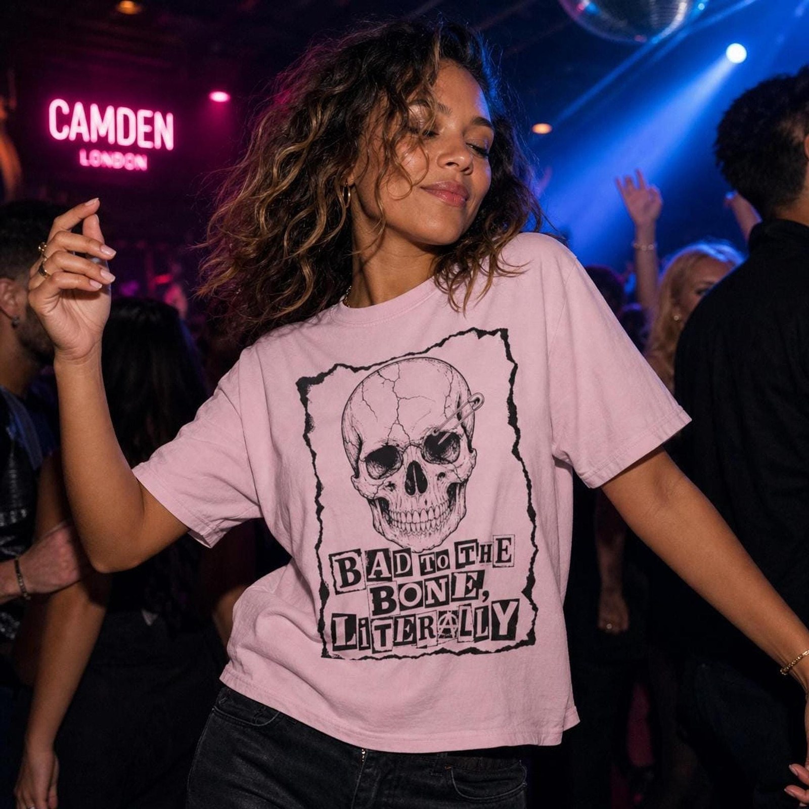 Garment Dyed Tee with Distressed Skull Graphic
