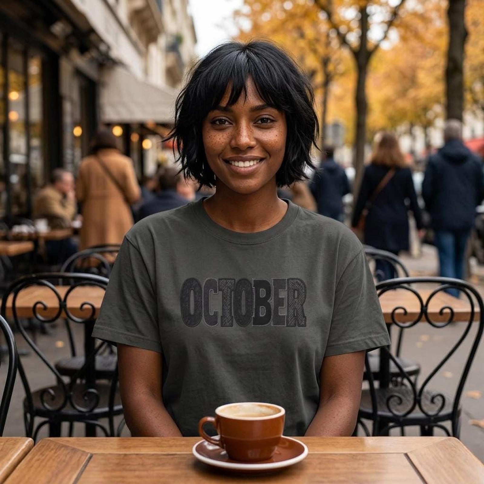 Applique Letters October T-Shirt