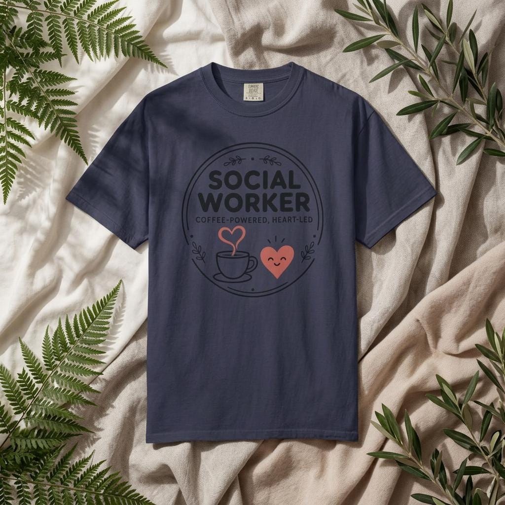 Social Worker Coffee-Powered Heart-Led Tee