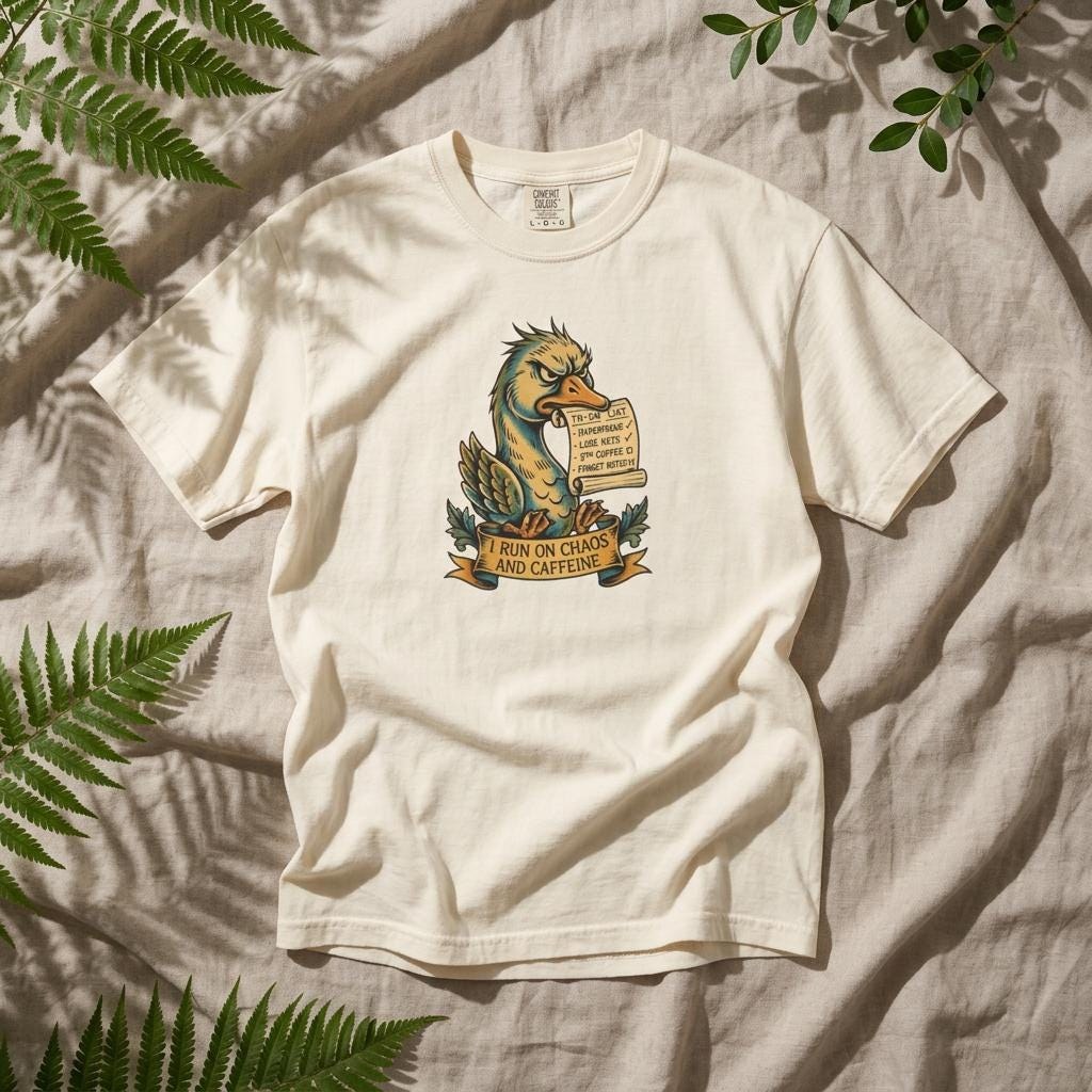 Dodo Reading Scroll Illustration T-Shirt