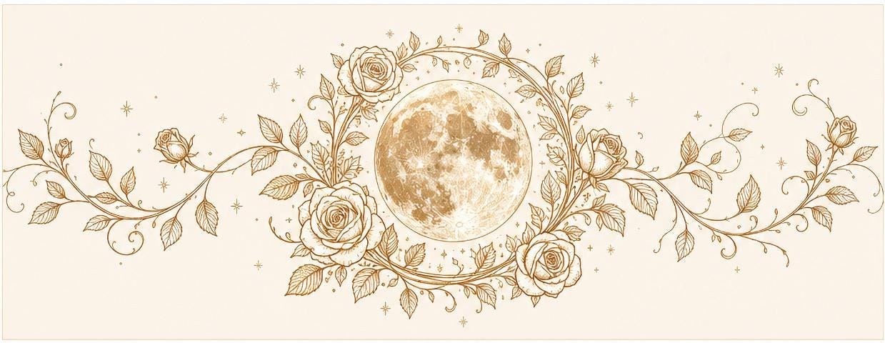 Gothic Rose Moon Wreath PNG