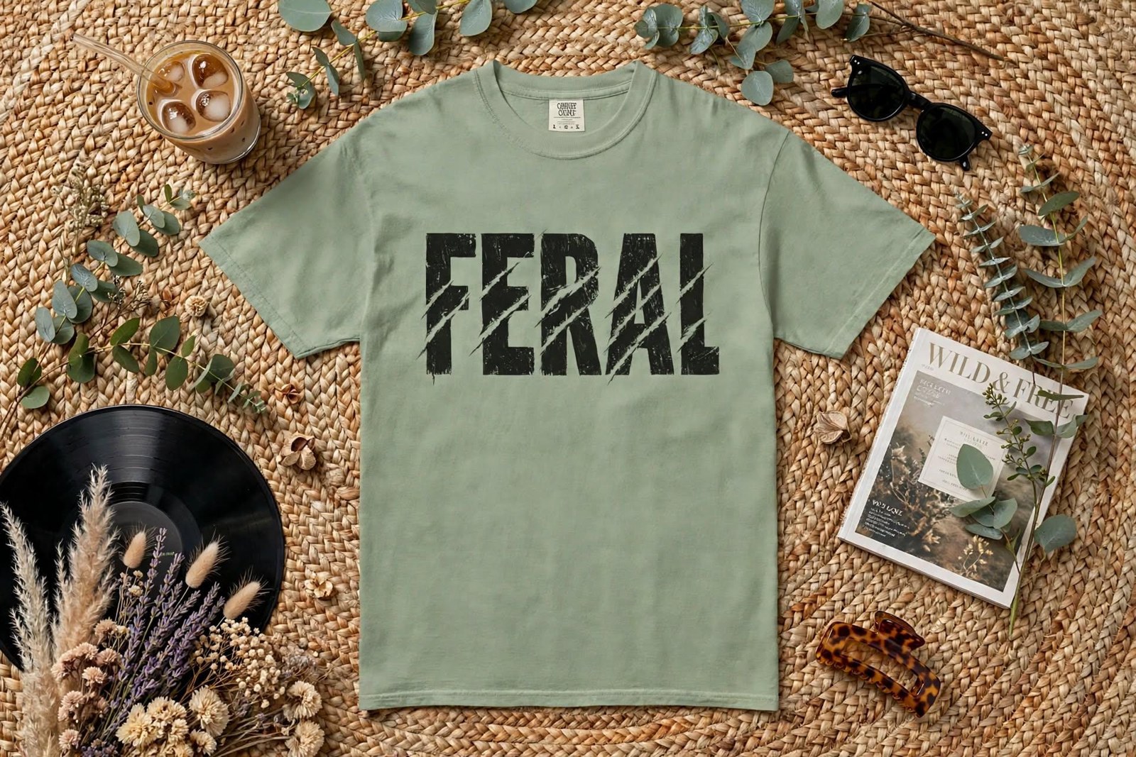 Feral Distressed Text T-shirt