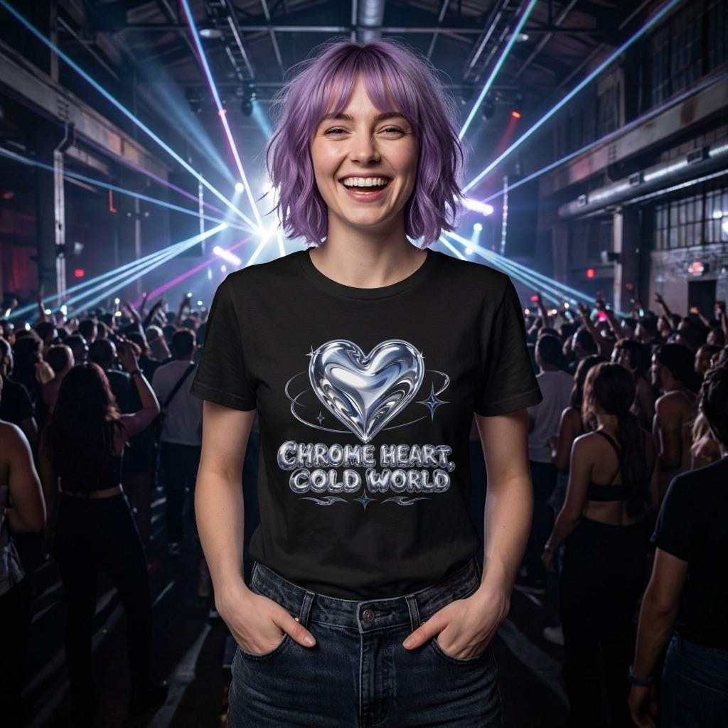 Chrome Heart Metallic Heart Graphic T-Shirt