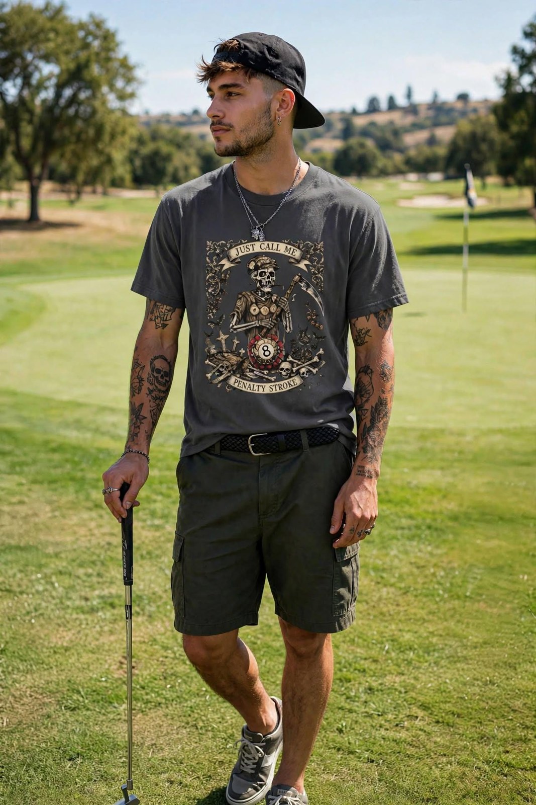Golf Skull 'Just Call Me Penalty Stroke' T-Shirt