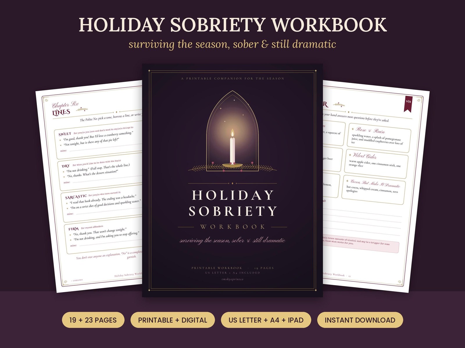 Holiday Sobriety Workbook Printable & Digital