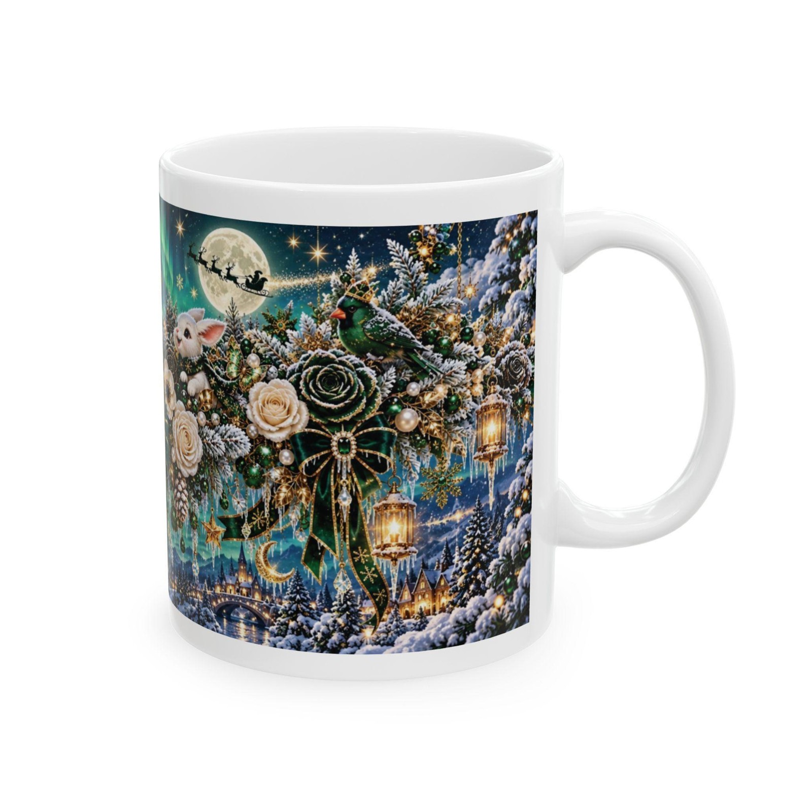 Enchanted Woodland Deer and Rabbit Floral Mug