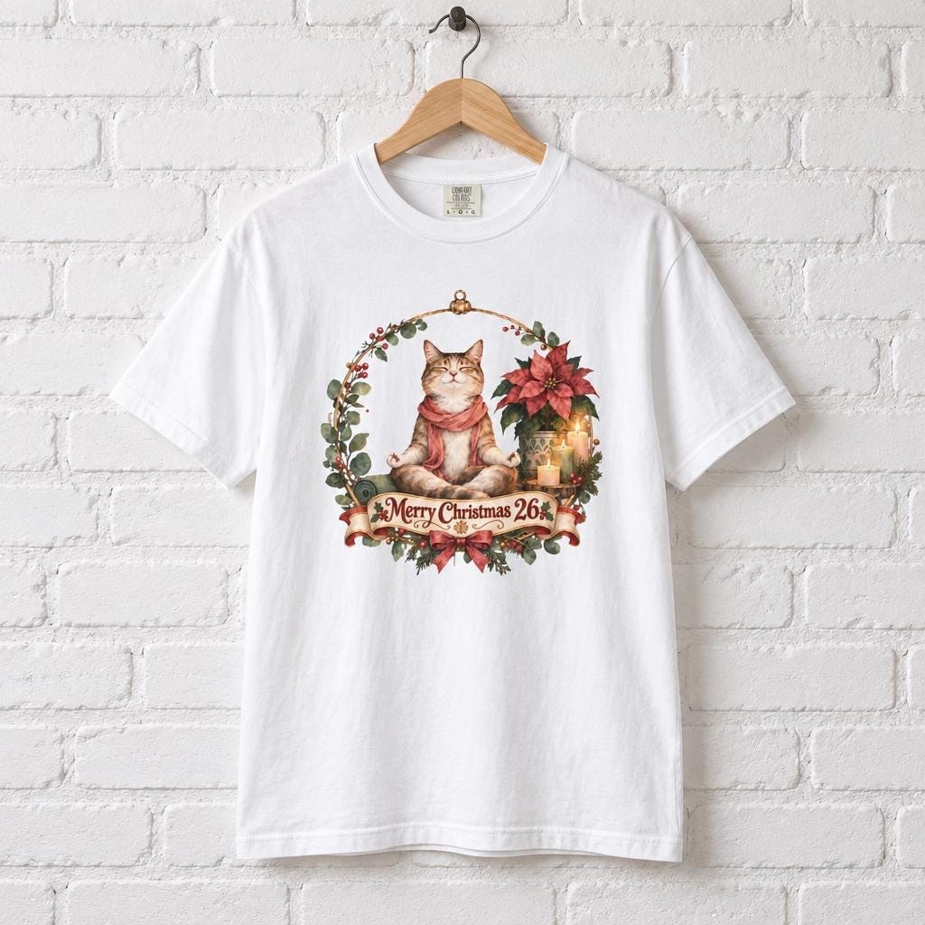 Christmas Cat Wreath T-Shirt