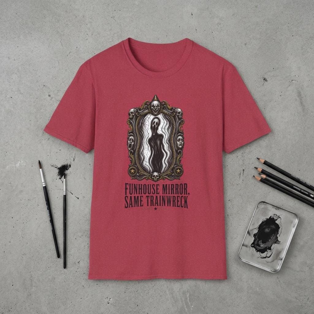 Funhouse Mirror Illustration T-Shirt