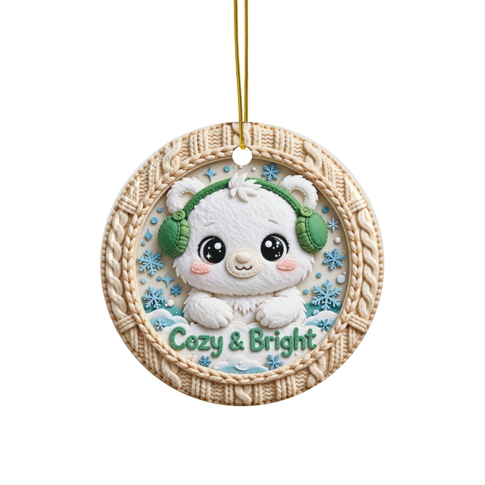 Cozy and Bright Winter Animal Ceramic Ornament