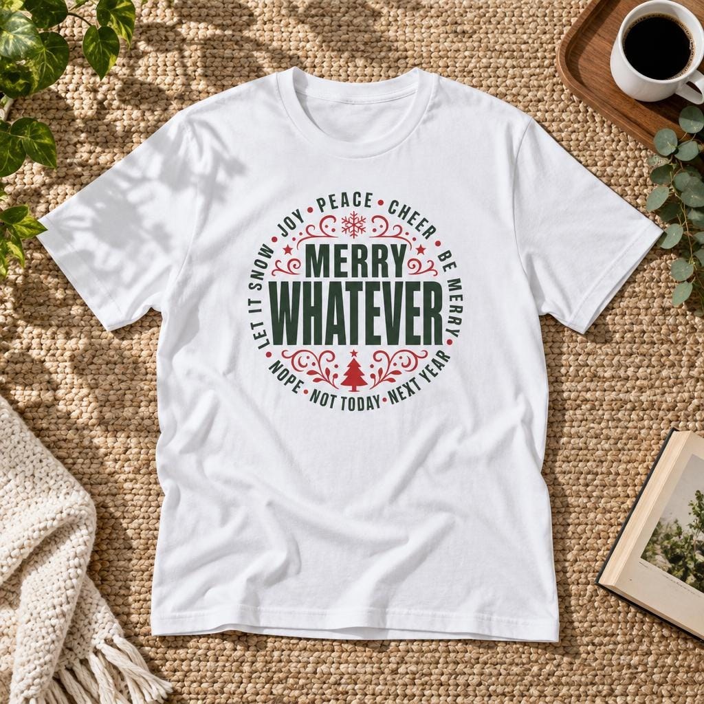 Merry Whatever Holiday Typography T-Shirt