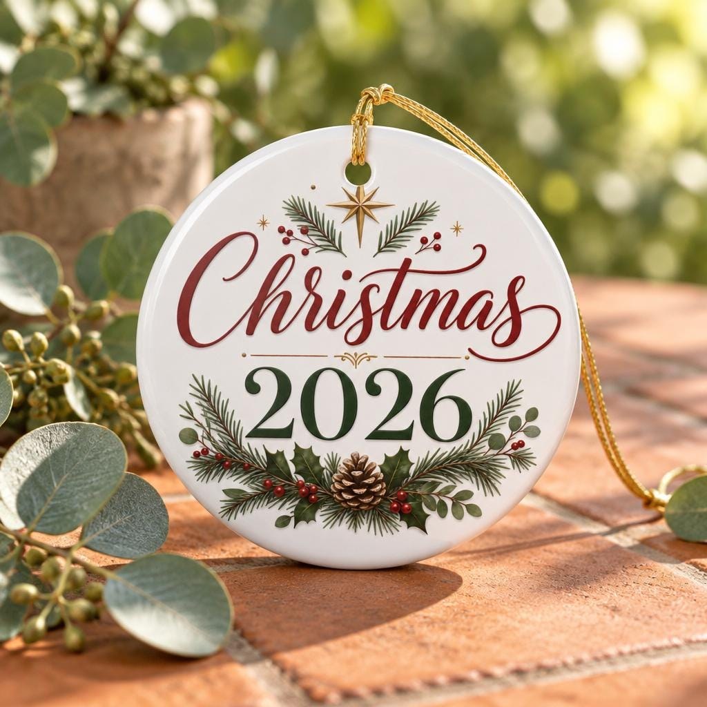 Christmas 2026 Pinecone and Evergreen Ornament