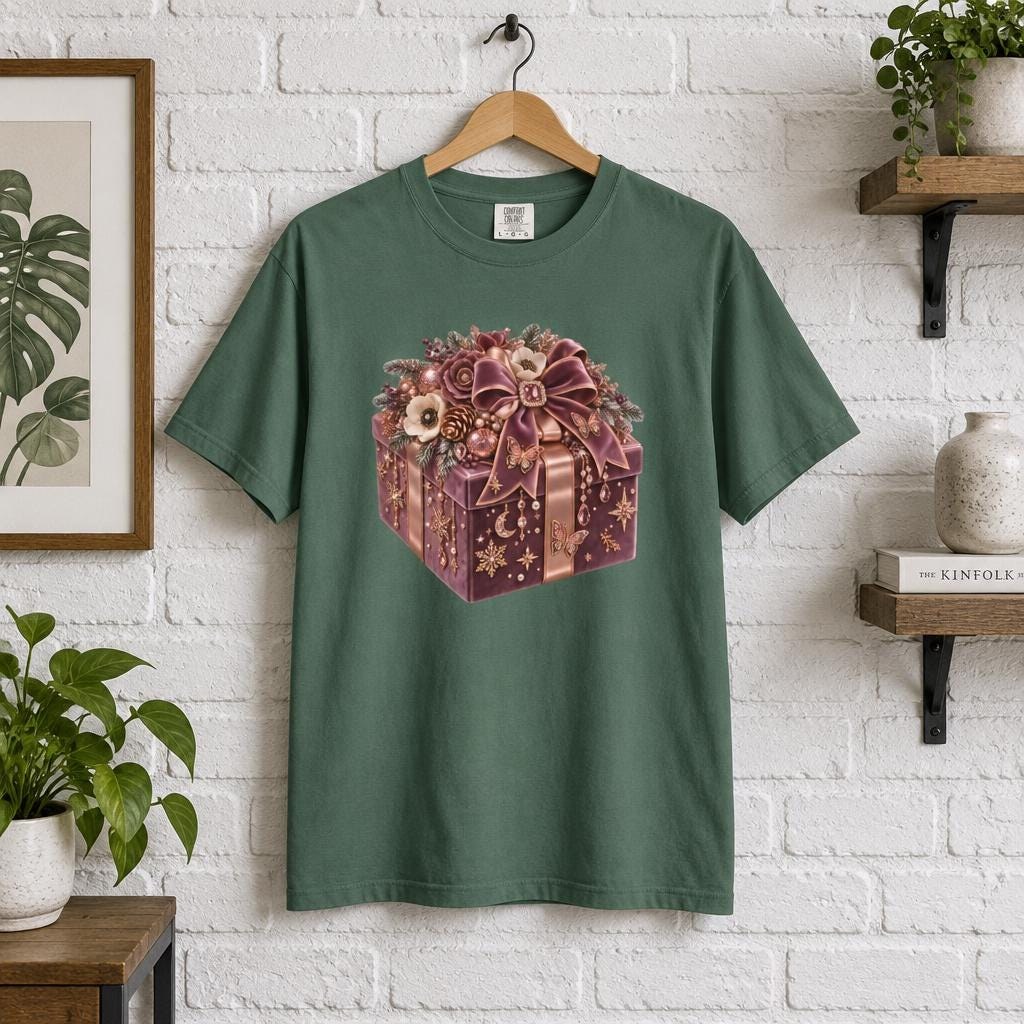 Rose Gold Coco Ornate Vintage Gothic Floral Gift Box T-Shirt