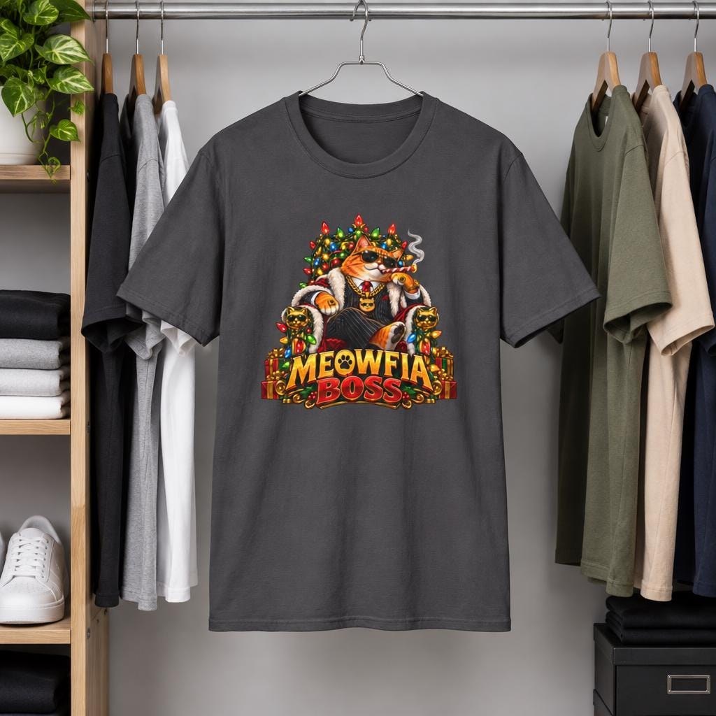 Meowfia Boss Cat Mafia Graphic T-Shirt