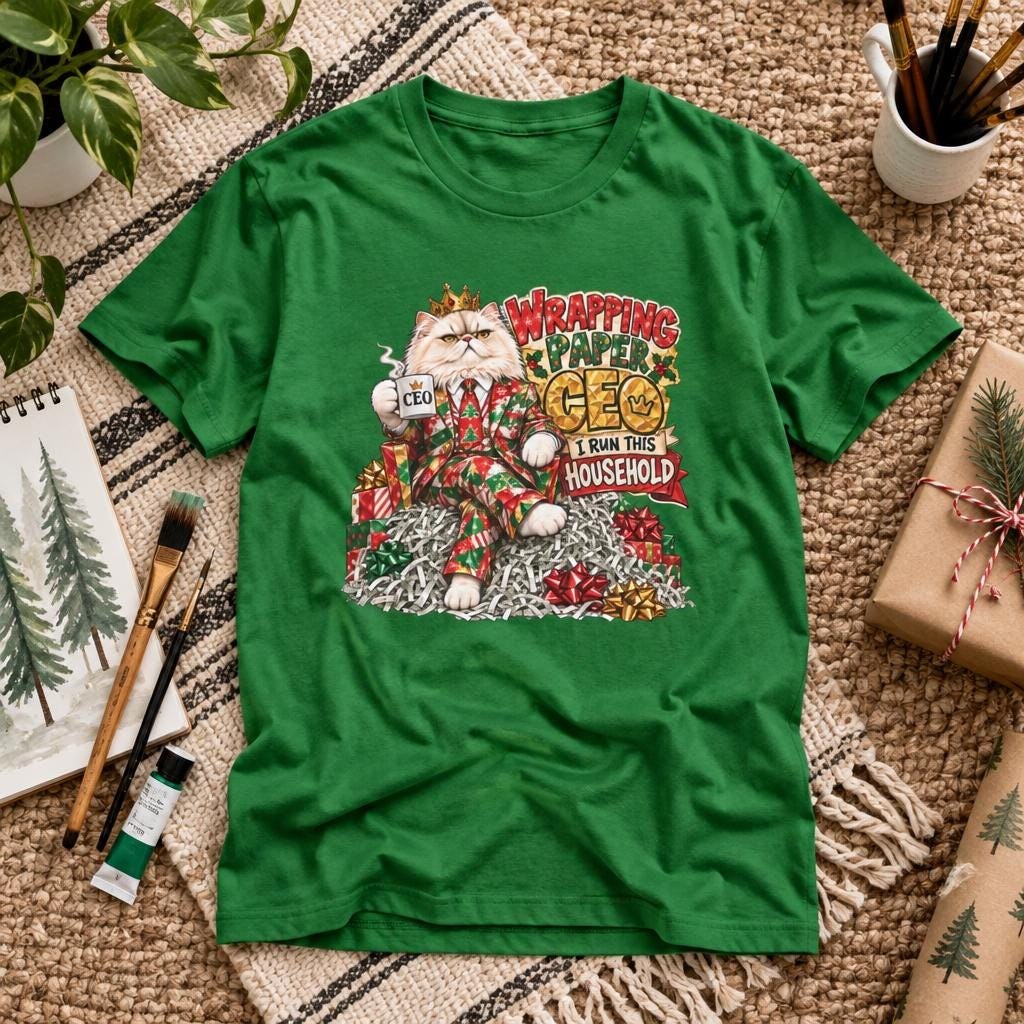 Wrapping Paper CEO Household Boss Cat Christmas T-Shirt