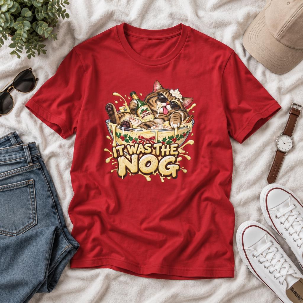 Funny Cat "It Was the Nog" T-Shirt