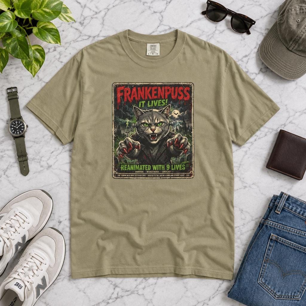 Frankenpuss Cat Horror Poster T-Shirt