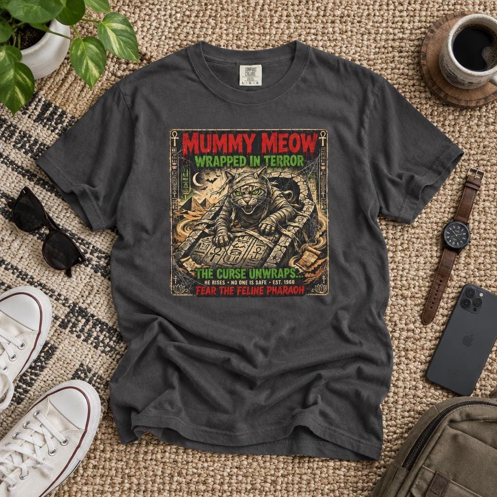 Mummy Meow Wrapped in Terror T-Shirt