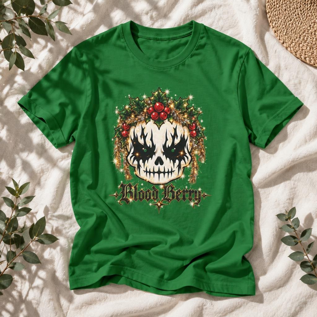 Blood Berry Skull Floral T-Shirt