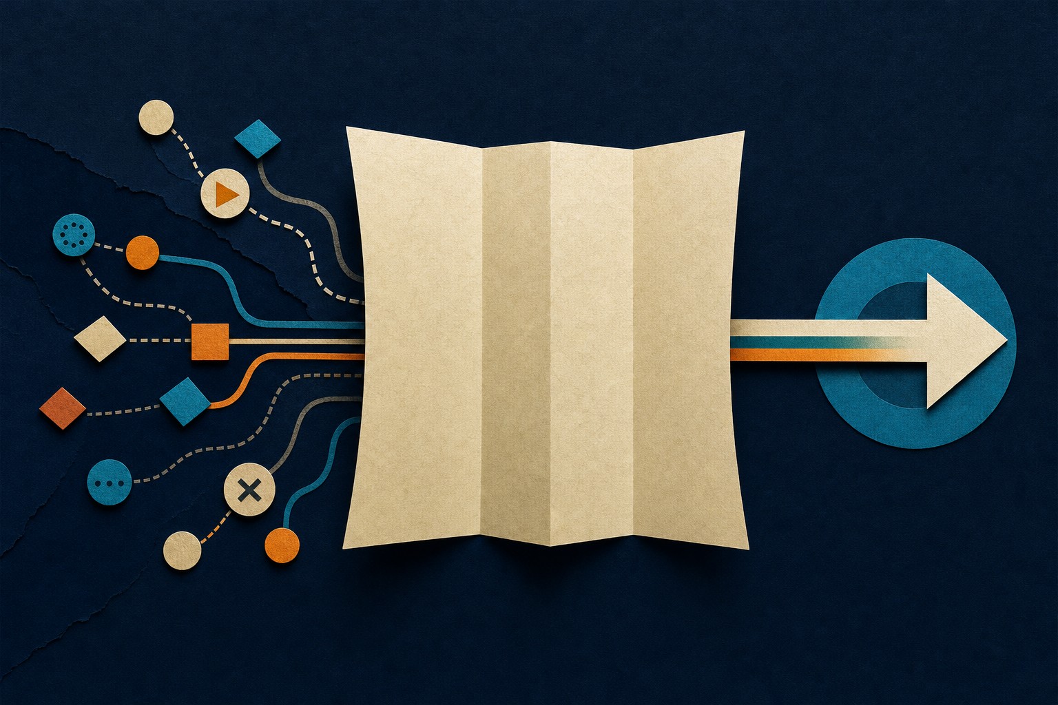 Editorial illustration of a clear mandate guiding organizational change