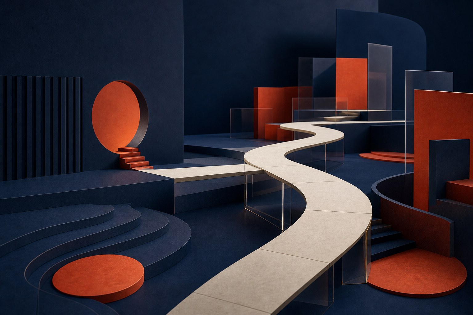 Abstract pathways representing organizational change