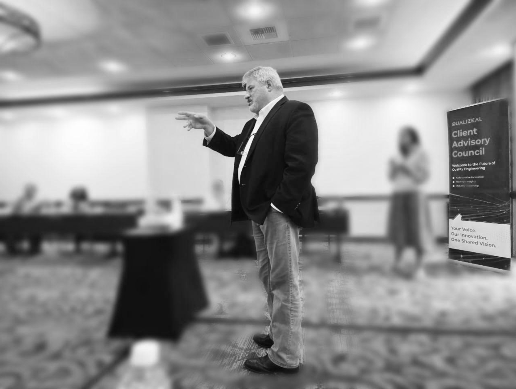Walt Carter presenting on stage