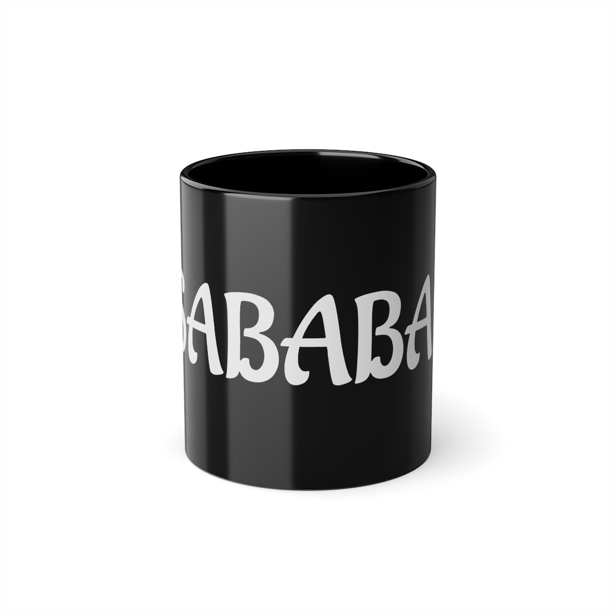 SABABA 11oz Black Coffee Cup  -  Hebrew 'Okay' Ceramic Mug