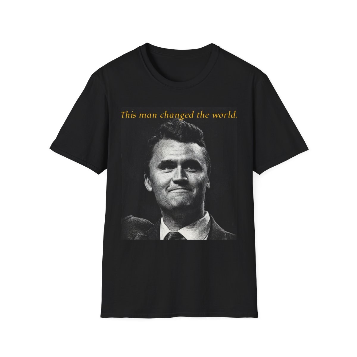 - "This Man Changed the World" Charlie Kirk In Memorium Vintage Portrait Tee