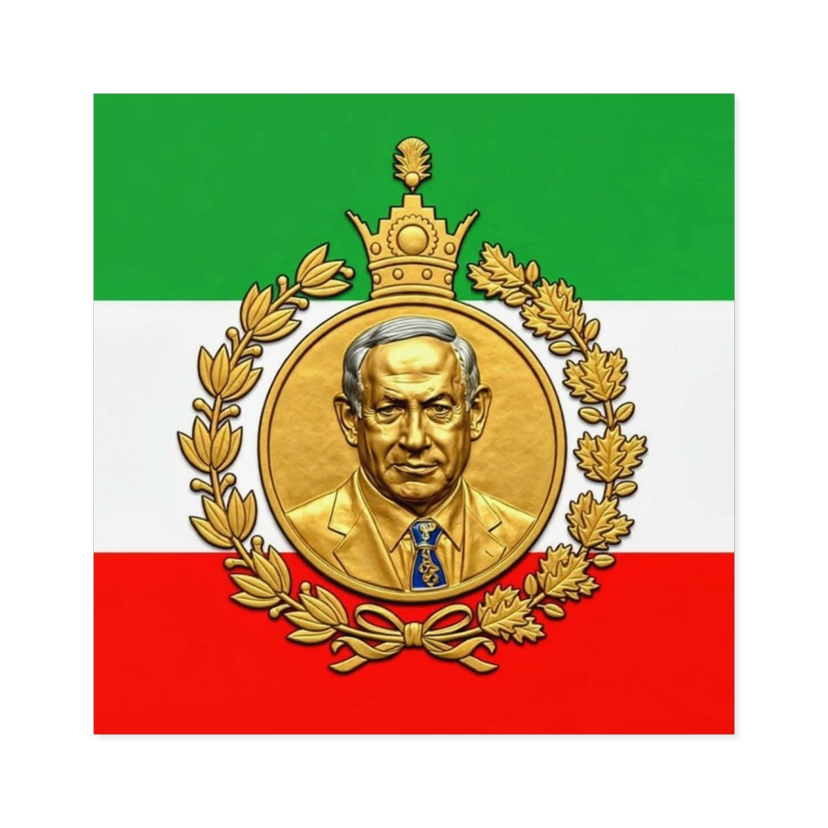 "BIBI JOON" Persian Tricolor Square Sticker with Gold Emblem, Indoor/Outdoor