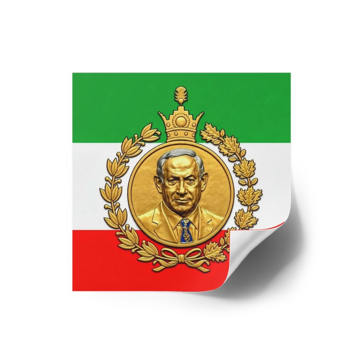 "BIBI JOON" Persian Tricolor Square Sticker with Gold Emblem, Indoor/Outdoor, view 2